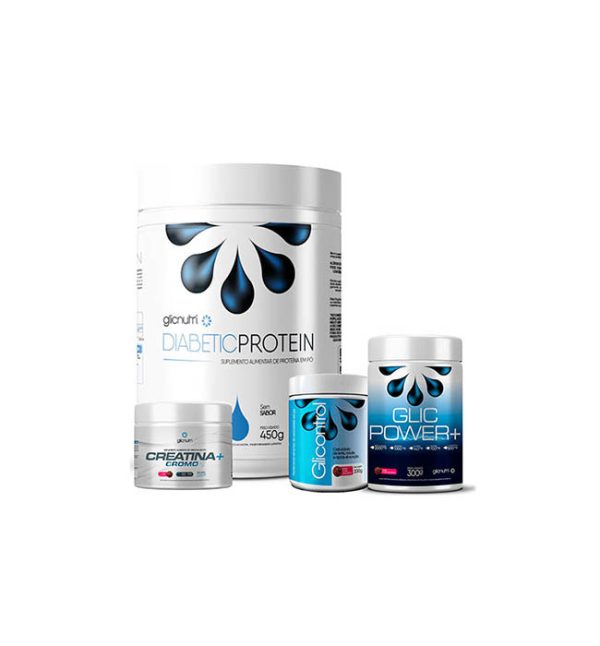 COMBO PERFORMANCE GLICÊMICA+ - DIABETICPROTEIN 450g + GLICONTROL 200g + GLICPOWER+ 300g + CREATINA+ CROMO 220g - GLICNUTRI