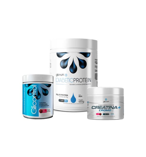 COMBO GLYCEMIC CONTROL - DIABETICPROTEIN 450g + GLICONTROL 200g + CREATINA+ CROMO 220g - GLICNUTRI